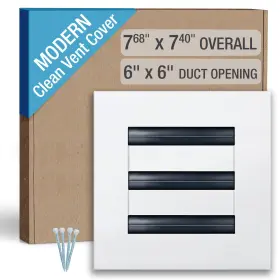 Fs-w-6x6 Fa-star Clean Modern Ac Vent Cover 6 X Duct Opening Cutout - Decorative White Air