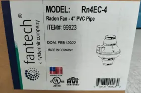 Rn4ec-4 Fantech 99923 Inline Radon Fan 4 Inch Unused