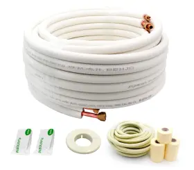 719628 Findmall 50ft Length Mini Split Line Set 1/4 Inch 3/8 Od Copper Pipes Tubing And White