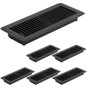 Fwfl-412mb-6 Flowild 6-pack 4x12 Inch Floor Vent Covers Steel Walkable Registers Black Adjustable