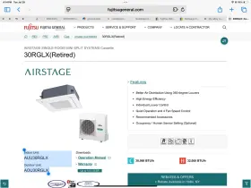 30rglx Fujitsu Airstage Single-room Mini-split Systems Cassette Retired