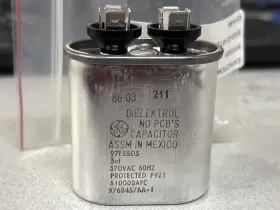 97f5503 Ge Capacitor Oval 3 Uf Mfd 370 Volt