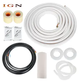 Ign2379792 Genrics 25 Ft 1/4 Inch -3/8 High Quality Install Kit For Mini Split Heat Pump Systems White