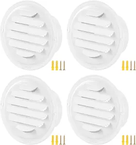 Gisafai Mul-gisafai-2534 4 Pcs Round Soffit Vent Cover Inch Stainless Steel Louvered Grille Metal Air V