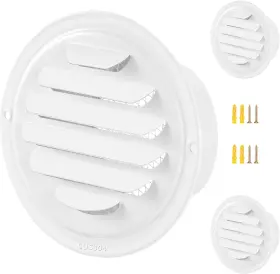 Mul-gisafai-2540 Gisafai 2 Pcs Round Soffit Vent Cover 4 Inch Stainless Steel Louvered Grille Met