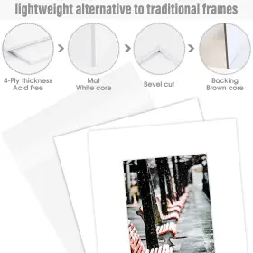 Golden State Art 885346208354 Pack Of 50 8x10 White Picture Mats Photo Mattes With Core Bevel Cut #3