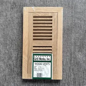 Grill Works Inc. 725931100086 White Oak Wood Floor Register Drop In Vent Cover With Damper 4 Inch X10