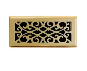 1002265217 Hampton Bay Elegant Scroll 4 Inch X 10 Steel Floor Register In Polished Brass