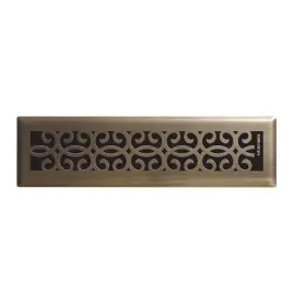 Hampton Bay 445018577527 Classic Scroll 2 Inch X 12 Steel Floor Register In Antique Brass