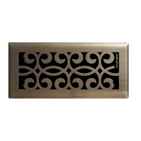 Hampton Bay 711181212082 Classic Scroll 4 Inch X 10 Steel Floor Register In Antique Brass