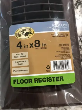 80349214796 Hampton Bay Bay- Floor Register Mahogany Grain Finish 4inx8in Duct Opening #2
