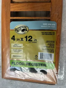 Hampton Bay 803492151249 4x12 Medium Oak Wood Floor Register Vent Cover Hvac Modern Home