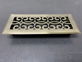E1401ab04x12 Hampton Bay Classic Scroll 4 Inch X 12 Steel Floor Register In Antique Brass