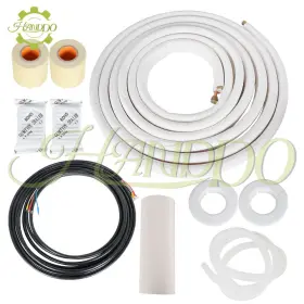 1134552 Handdo 25 Ft 1/4 Inch -3/8 High Quality Mini Split Heat Pump Systems Install Kit White