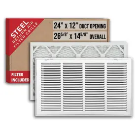 Handua 038775643931 Fits 24x12 Duct Opening Filter Included Steel Return Air Grille By