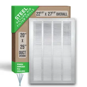 Handua 038775650564 Fits 20x25 Duct Opening Steel Return Air Filter Grille By Fixed Hinged Fo