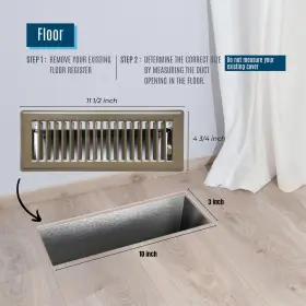Handua 313053141164 Fits 3x10 And 10x3 Duct Opening Floor Register With Louvered Design By #2