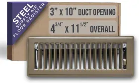 Handua 313053141164 Fits 3x10 And 10x3 Duct Opening Floor Register With Louvered Design By