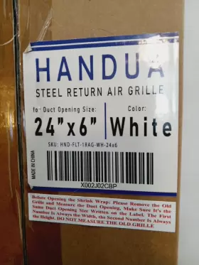 Handua 313112898824 24 Inch W X 6 H Duct Opening Size Steel Return Air Grille Vent Cover Grill #2