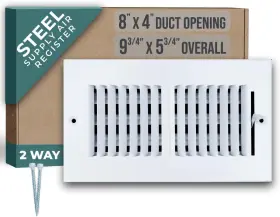 Handua 445034141115 Fits 8x4 Duct Opening 2 Way Steel Air Supply Diffuser By Register Vent