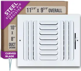 Handua 705353911217 Fits 10x8 Duct Opening 3 Way Fixed Curved Blade Air Supply Diffuser By