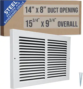 Handua 744759546968 Fits 14x8 Duct Opening Steel Baseboard Return Air Grille By Vent Cove