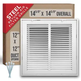 Handua 748528733214 Fits 12x12 Duct Opening Steel Return Air Filter Grille By Removable Door