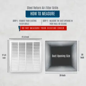 Handua 748528733252 Fits 20x20 Duct Opening Steel Return Air Filter Grille By Removable #2