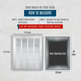 Handua 752505975221 Fits 20x30 Duct Opening Steel Return Air Filter Grille By Removable Door #2