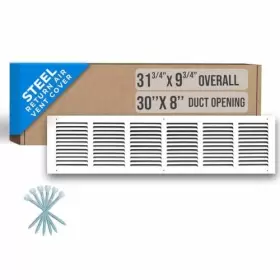 Handua 752505984070 30 Inch W X 8 H Duct Opening Size Steel Return Air Grille Vent Cover Gr