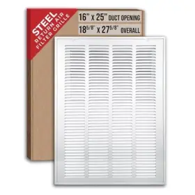 Handua 752505984513 16x25 Steel Return Air Filter Grille White Removable Door Hvac Vent