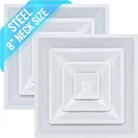 Handua 756014667868 2 Pack 24x24 Steel T-bar Drop Ceiling Grid Vent White 3 Cone