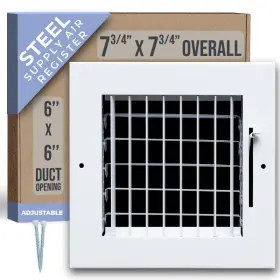 Handua 756014668285 Fits 6x6 Duct Opening Steel Adjustable Air Supply Grille By Register Vent C