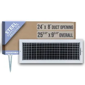 Handua 756014668353 Adjustable Air Supply Grille For 24x8 Duct Opening Sidewall And Ceiling White