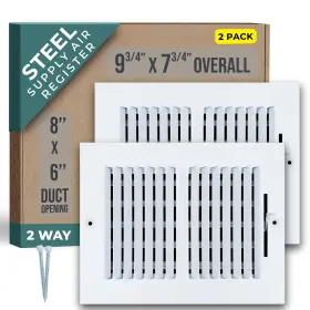 Handua 756014670370 2 Pack Fits 8x6 Duct Opening Way Steel Air Supply Diffuser By Register