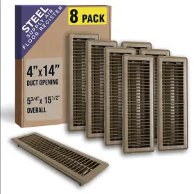 Handua 756014674828 8 Pack Fits 4x14 And 14x4 Duct Opening Floor Register With Louvered Design