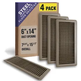 Handua 756014674859 4 Pack Fits 6x14 And 14x6 Duct Opening Floor Register With Louvered Desig