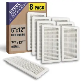 Handua 756014674903 8 Pack Fits 6x12 And 12x6 Duct Opening Floor Register With Louvered Design