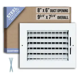 Handua 756014676211 Fits 8x6 Duct Opening Steel Adjustable Air Supply Grille By Register Vent C