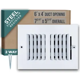 Handua 764613097528 Fits 6x4 Duct Opening 2 Way Steel Air Supply Diffuser By Register Ve