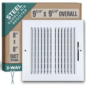 Handua 764613097535 Fits 8x8 Duct Opening 2 Way Steel Air Supply Diffuser By Register Ve