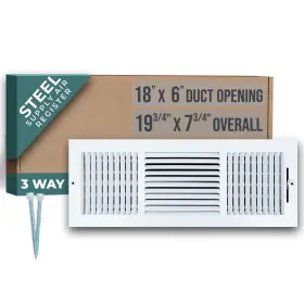 Handua 764613097658 Fits 18x6 Duct Opening 3 Way Steel Air Supply Diffuser By Register V