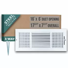 Handua 764613097689 Fits 16x6 Duct Opening 3 Way Steel Air Supply Diffuser By Register V