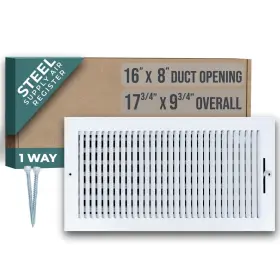 Handua 764613097719 Fits 16x8 Duct Opening 1 Way Steel Air Supply Diffuser By Register Vent