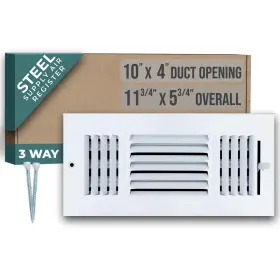 Handua 764613097801 Fits 10x4 Duct Opening 3 Way Steel Air Supply Diffuser By Register V