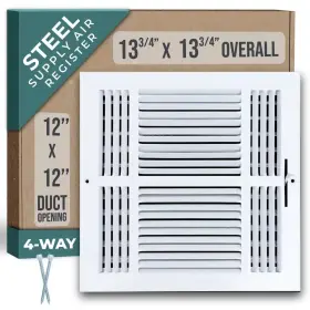 Handua 764613097849 Fits 12x12 Duct Opening 4 Way Steel Air Supply Diffuser By Register Vent Cover