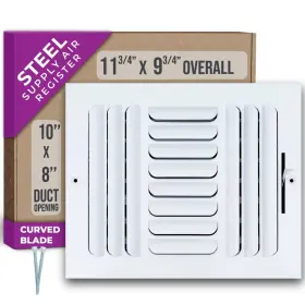 Handua 764613098211 Fits 10x8 Duct Opening 3 Way Fixed Curved Blade Air Supply Diffuser By