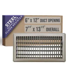Handua 764613098471 Fits 6x12 And 12x6 Duct Opening Floor Register With Louvered Design By He