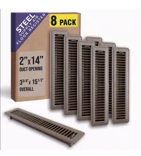 Handua 764613098518 8 Pack -2x14 And 14x2 Duct Opening Floor Register With Louvered Design Brown