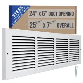 Handua 764613098563 Fits 24x6 Duct Opening Steel Baseboard Return Air Grille By Vent Cover Gr